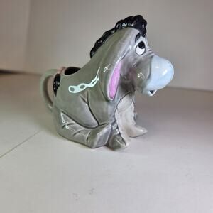 Disney Eeyore Ceramic Creamer Pitcher Vintage Glazed Gray Made in Mexico 7"